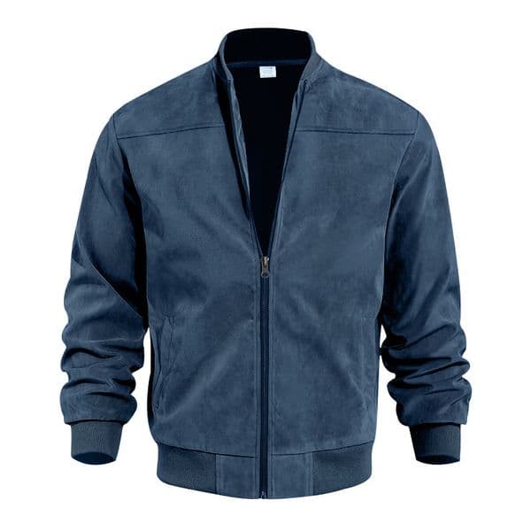 2025 Autumn Men's Stand Collar Suede Retro Zipper Cardigan Casual Jacket Cross-Border Exclusive