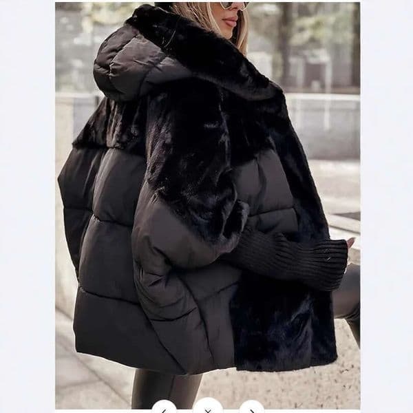 Fashion Women's Loose Fit Hooded Patchwork Sve Down Cotton Autumn Loose Casual Warm Splicing Down Cotton Jacket Winter Clothes
