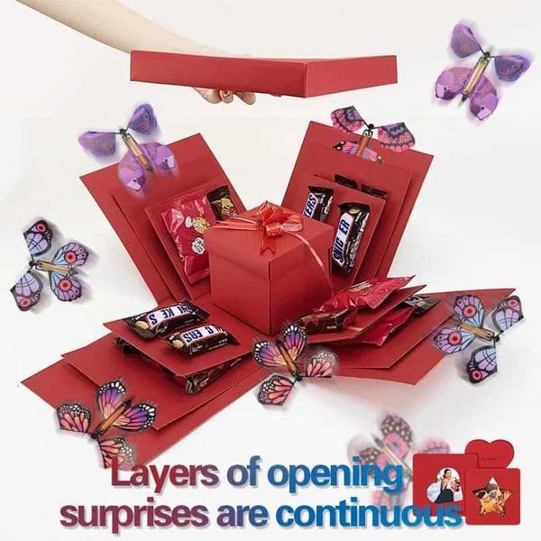 Butterfly Explosion Box Gift DIY Snacks Gift Box Mystery Surprise Explosion Box Valentines Day Gift Photo Album Box for Birthday W251127
