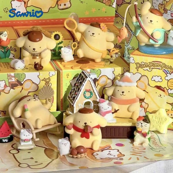 Sanrio Pom Purin Blind Box Childhood Four Seasons Series Action Figure Doll Anime Character Surprise Box Desk Decor Kid Gift H251128
