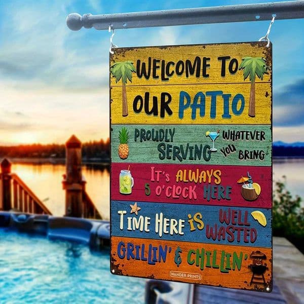 Vintage Metal Tin Sign 3048cm2032cm Welcome to Our Patio Wall Art Decor Iron Painting Garage Decor Y251127