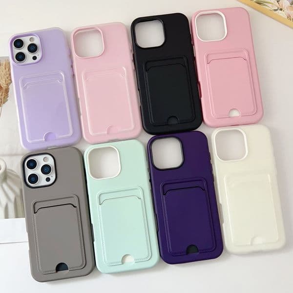 2in1 Cards Pocket Cases For iPhone 17 Air 16E 16 Plus 15 14 13 12 Pro Max 11 Samsung S25 FE S24 Ultra Hard PC Soft TPU Silicone Credit ID Card Slot Fashion 2 in