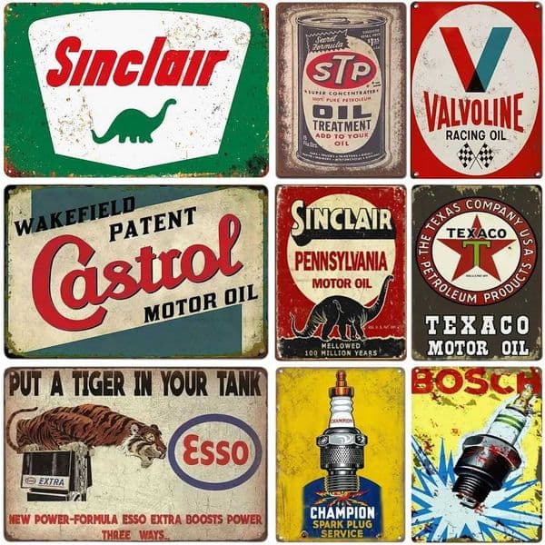 Retro Vintage Gas Motor Oil Metal Signs Funny Plaque Wall Art Posters Decor for Garage Cafe Bar Pub Man Cave Wall Decoration Y251127