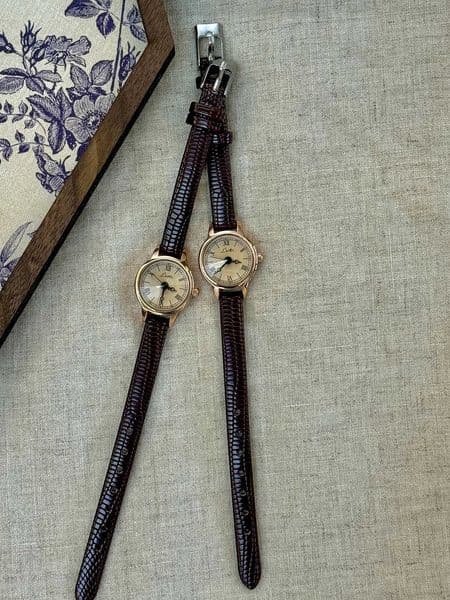 1pc Retro Leisure Elegant Wen Coffee Brown Leather Strap Watch Small Exquisite Round Dial With Rhinestone Decor Suitable F X251128