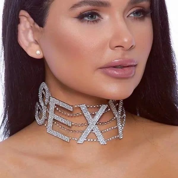 European and American Fashion Rhinestone Collar Choker Personality English Letter SEXY Neckchain Multilayer Hip Hop Collar Neckl 251126