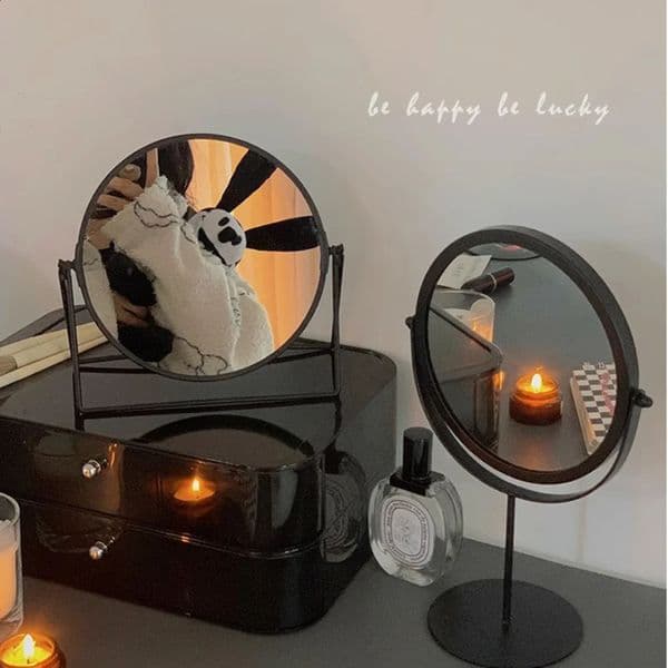 Retro European and American Metal Makeup Mirrors Desktop Makeup Round Mirrors Portable Home Rotating Makeup Mirrors 250428
