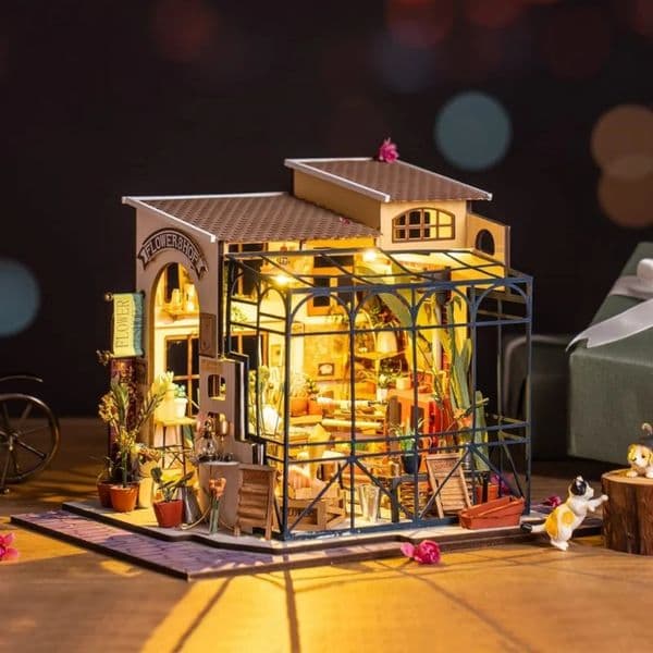 Robotime Mini House DIY Dollhouse Kit with Furnitures Accessories 124 Scale Craft Kit Emilys Flower Shop 251126BJ