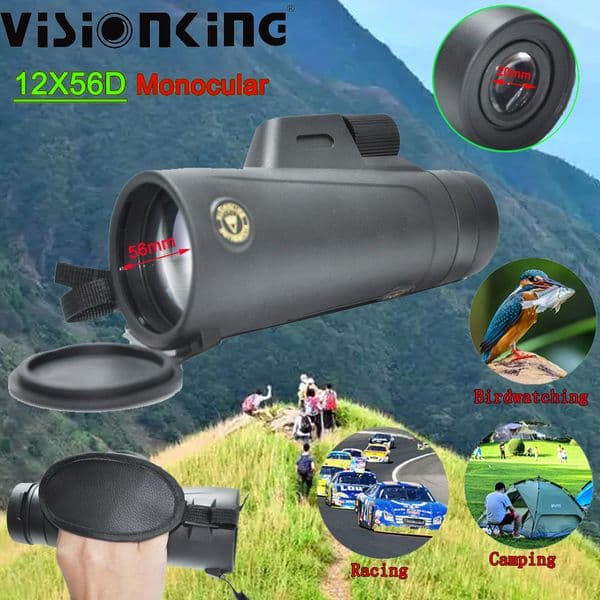 Visionking Waterproof 12X56 Monocular Professional FMC Bak4 Outdoor Sports Birdwatching Traveling Tourism Camping Equipment HD Wide Field Poof Telescope