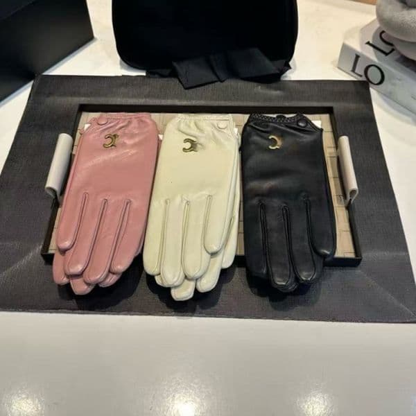 Five Fingers Gloves 3 Colors New Designer Women Winter PU Leather Gloves With Fashion Ladies Glove With Elastic Band