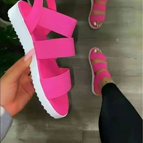 Womens sandals flat soled shoes platform cross straps open shoelaces plus size outdoor sports beach casual 250409BANJIA