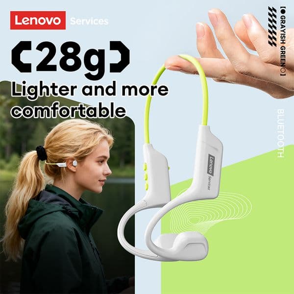Lenovo S102 True Bone Conduction Wireless Earphones Open-Ear Design Bluetooth 6.0 Low-Latency Headphones Sports & Running Waterproof IPX6 with Android & iOS