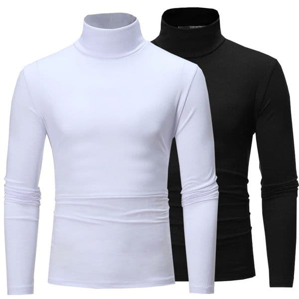 1pcs Men Thin Warm Tops Mens Autumn Long-sleeved Thermal Underwer Male High Collar Fashion T-shirt 251126