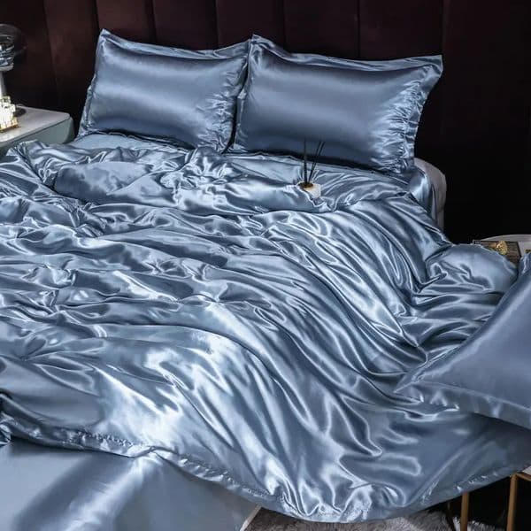 ice silk bedding set with satin down duvet cover including pillowcase high-end home textiles solid color bedding 250423