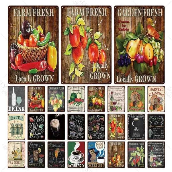 Tea Timebeer and Coffee Sign Metal Home Decor Vintage Wall Art Metal Plates Kitchen Decor Metal Posters Pub Bar Sign Y251127
