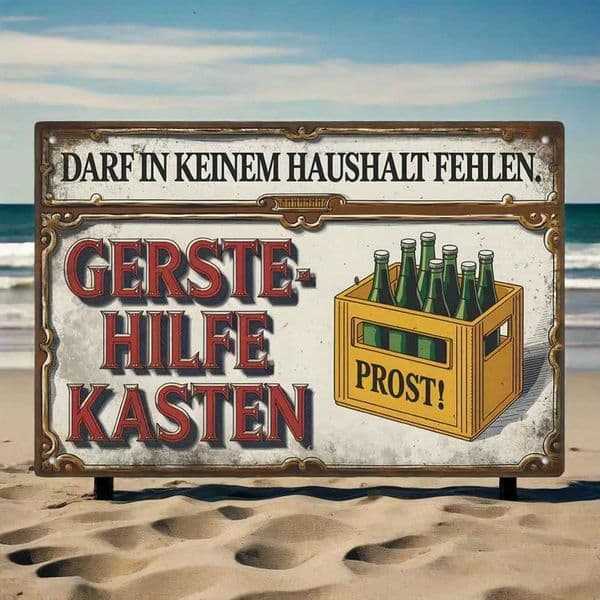 1pc German Vintage Darf in Keinem Haushalt Fehlen Gerste-Hilfe-Kasten Metal Tin Sign Beer Crate Design Wall Art Y251127