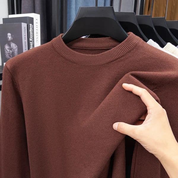 Mens Casual Sweater Round Neck Long Sleeve Knitted Sweater Diamond Pattern Fashion Versatile Top 251126