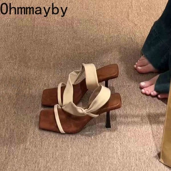 er Summer Womens Sandals Fashion Square High Heels Party Dress Shoes Zapatos De Mujer 250425