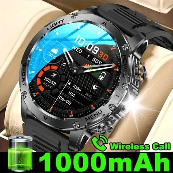 2025 1000mAh Super Capacity Battery Adult Men Smart Watch 17-inch Large Screen BT Call IP68 Waterproof SmartWatch SportsW251128