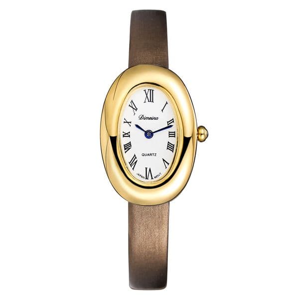 Women Quartz Watch Luxury Reloj Mujer Vintage Simple Oval Clock Ladies Stainless Steel Orologio Gold Sliver Black Leather Diamond Wristwatch