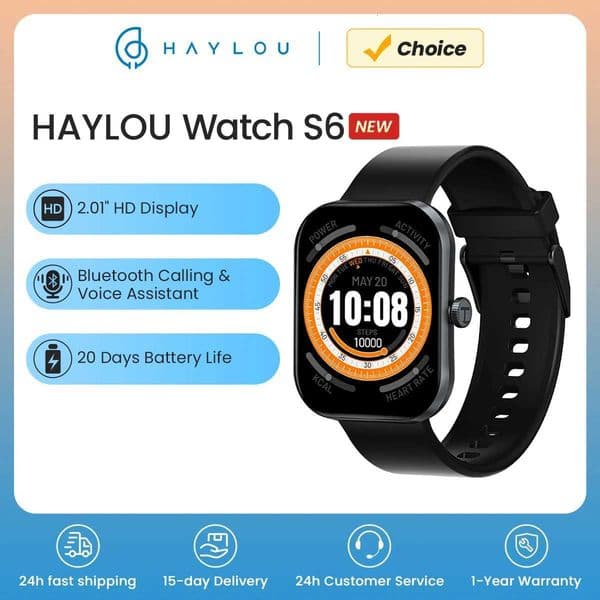 HAYLOU Watch S6 Voice Calling Smart Watch Men Health Monitoring IP68 Waterproof Smart Notifications Voice Assistant SmartwatchW251128