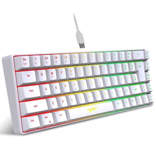 60 Percent Gaming Keyboard Ergonomic Small Mini membrane Keyboard Compact RGB Backlit Keyboard for Windows PC Laptop GamingM251128