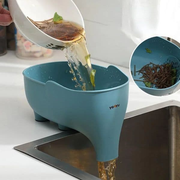 Sink filter elephant sculpture left drainage basket fruit and vegetable washing hanging rack kitchen accessories 250403
