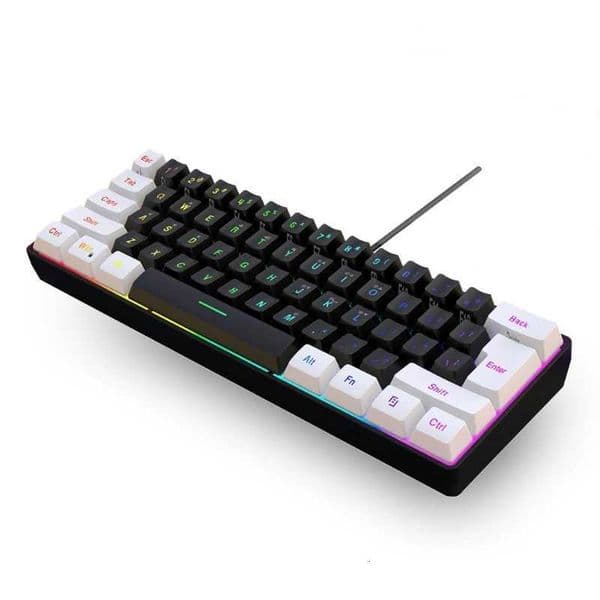 USB Wired Gaming Keyboard 61 Keys Compact Mini Office Keyboard for PC and Desktop Computer Keypad Compound FunctionM251128