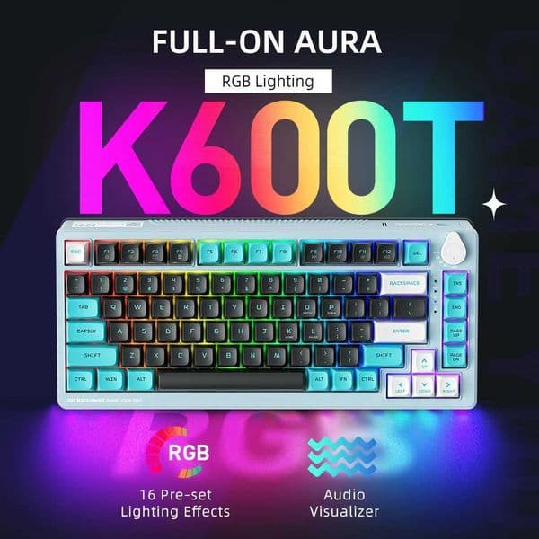 MACHENIKE K600T 82 Keys Tri Modes Mechanical Keyboard Gasket Mounted 24G Wireless Gaming Keyboard RGB Backlight F108M251128