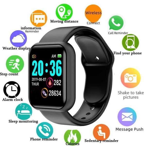 Multifunctional Smart Watch Men Women BT Connected Phone Music Player Fitness Sport Bracelet Sleep Monitor D13 SmartwatchW251128