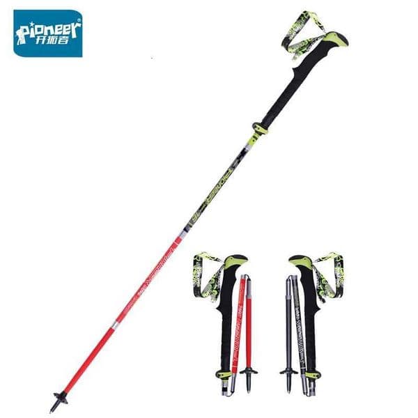 Pioneer Folding Ultralight Quick Lock Trekking Poles Hiking Pole Race Running Outdoor Walking Stick Carbon Fiber 115-135cm X251128 Z260508