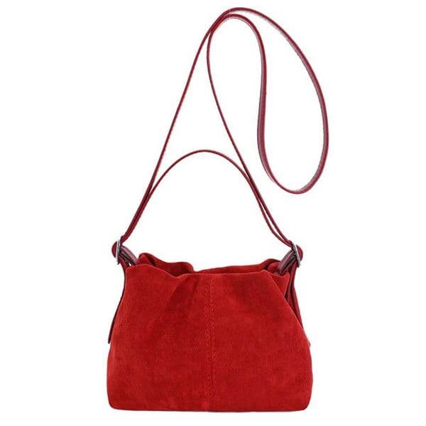 Women Faux Suede Crossbody Bag with Adjustable Strap Drawstring Top Handle Bag Tote Handbag for Travel Work K251129