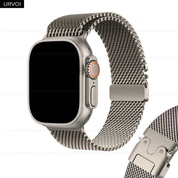 URVOI Band for Watch Ultra 3 2 Series 11 10 9 8 SE stainless steel mesh strap for iWatch secure parachute buckle 46 49mmW251129