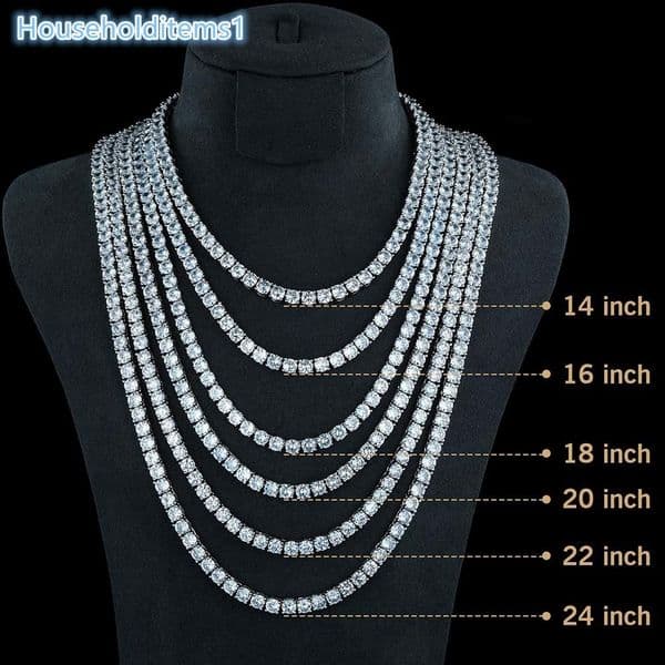 Moissanite tennis necklace Instock 5mm 4mm 3mm 2mm 925 Sterling Silver Bracelet Necklace Moissanite Jewelry Tennis Chain