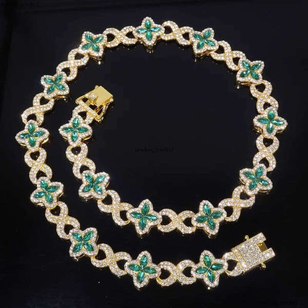 Men and Women Hip Hop Necklace Jewelry Flower Cross Design Iced Out VVS Moissanite Gold Miami Cuban Chain Bracelet 3a