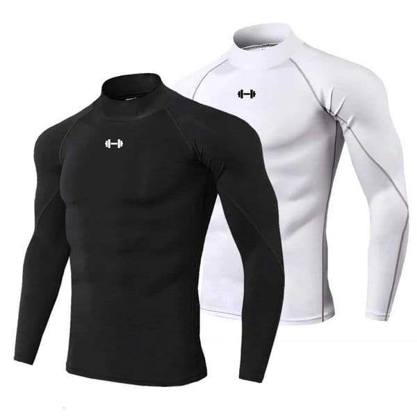 Fashion Mens Running T-shirts Compression Long Sleeve Sport Shirts Dumbbell Fitness Training Jogging Gym Sportswear Quick Dry Rashgard Y251129