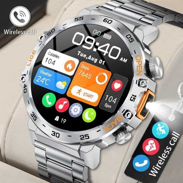 2025 Smart Watch Men 360360 AMOLED HD Screen Waterproof Sports Fitness Watches Flashlight New Men Smartwatch For Andrio IOS M251129