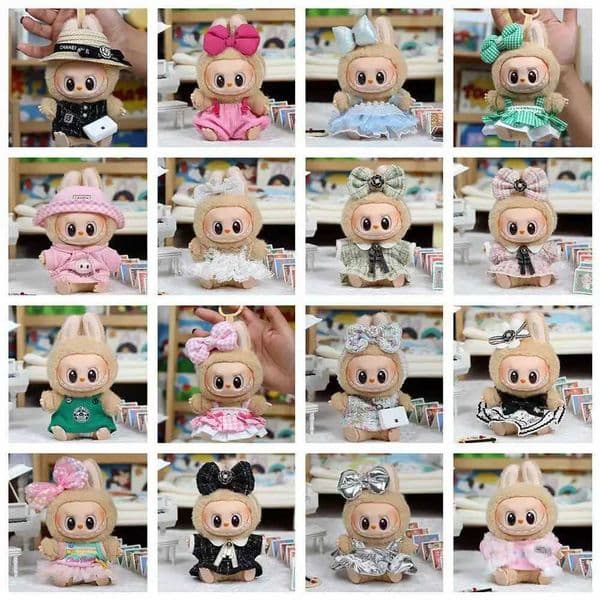 17cm mini plush doll clothing accessory suitable for Korean Kpop Exo Labubu idol butterfly princess dress clothing gift X250429