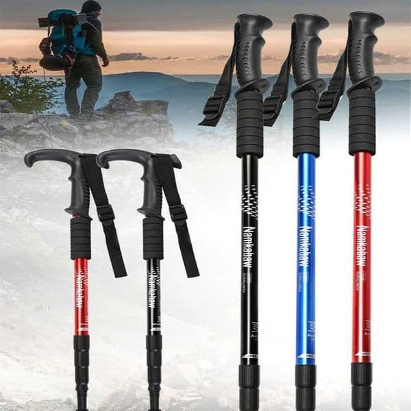 Aluminum Alloy Telescopic Trekking Poles Lightweight Elderly Walking Stick for Outdoor Hiking Travel X251128 Z260508