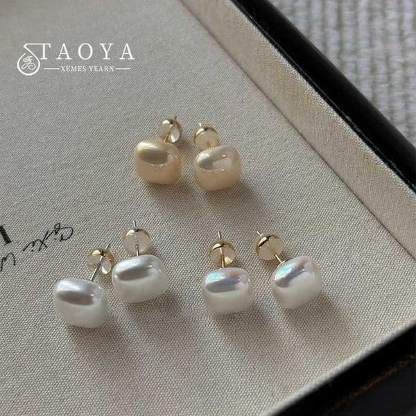 High end Colorful Square Pearl Stud Earrings Versatile Jewelry for Womens 2024 Daily Simple Accessories For Students and GirlsT251129