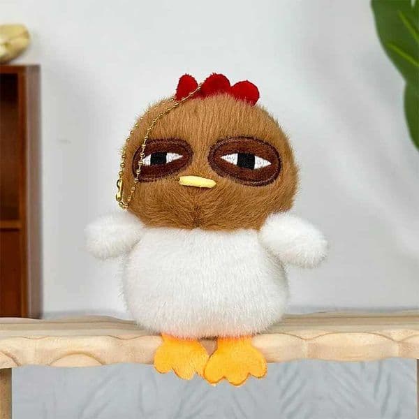 Ugly Hen Plush Toy Doll Kawaii Chicken Pendant Fur Keychain Stuffed Plushie Key Ring Birthday Christmas Gifts Car Decoration Y251129