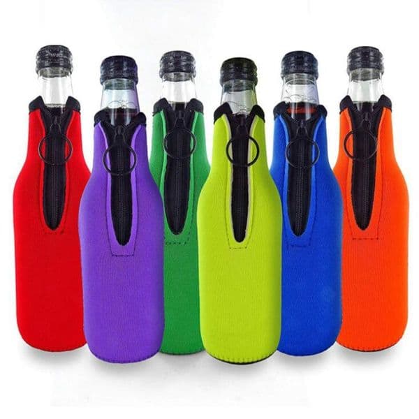 Beer Bottle Cooler Sleeves with Ring Zipper Collapsible casing pipe Neoprene Insulators for 12oz 330ml Bottles