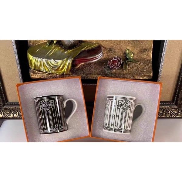 European bone china large mug black and white water cup cup light luxury