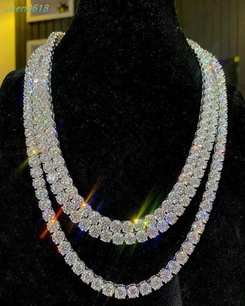 Wholesale Hip Hop Charms 925 Silver Iced Out 2.0mm-6mm Pass Diamond Tester VVS Moissanite Tennis Chain Necklaces