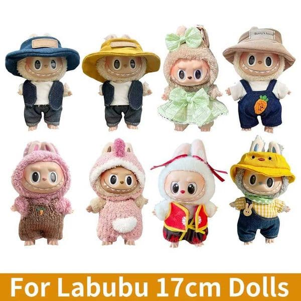 17cm cute mini Labubu clothing plush hoodie idol doll jumpsuit clothing fans usually dont have Korean K-pop Exo doll accessories X2504291