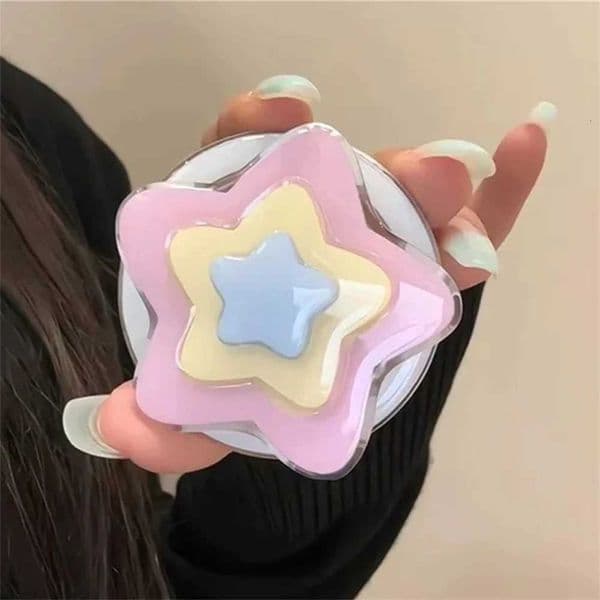 Korean Cute aron Color Star Magnetic Holder Grip Tok Phone Stand Holder port For iPhone 16 Pro Max For Smart Tok Y251129