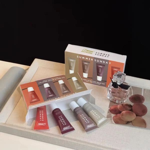 4 Pcs Summer Sundays Mini Lip Butter Balm Set Vanilla Beige Brown Sugar Makeup Fast Ship Gift Kit 251129