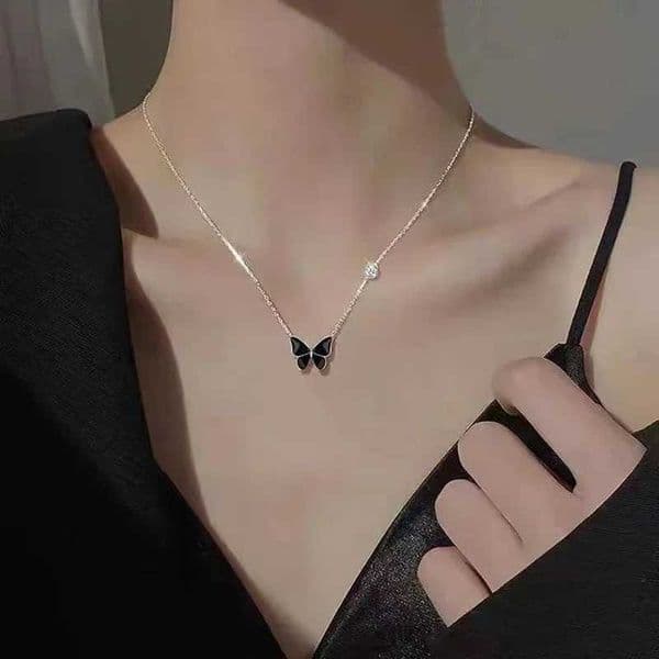 2024 Mood Necklaces Butterfly Pendant Necklace Temperature Control Color Change Necklace StainlESS Steel Chain Women C251129