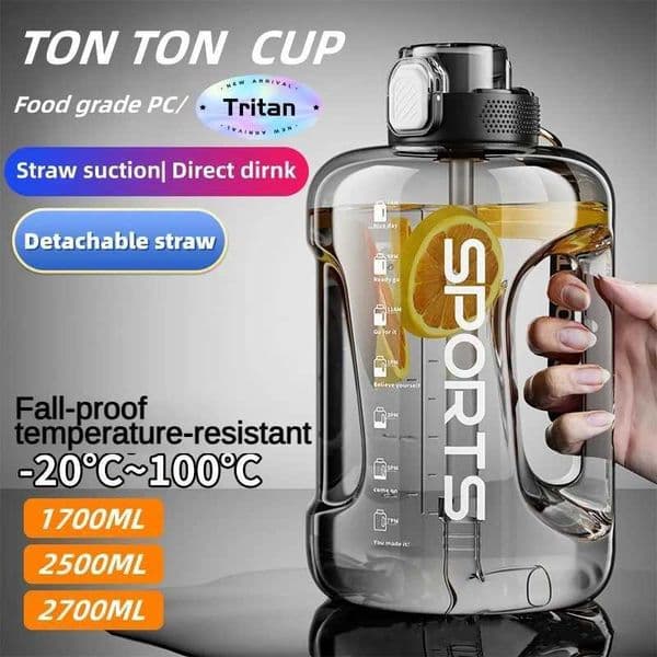 1700ML/2500ML/3800ML Fitness Cup Bpa Free Drinking Bottle Large Capacity Portable PC Sports Water Bottle With StrawT251129