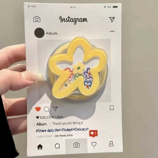 Cute Cartoon Quicksand Shake Flower for Griptok Phone Holder Finger Ring Stand port for IPhone 15 Girl Bracket Y251129