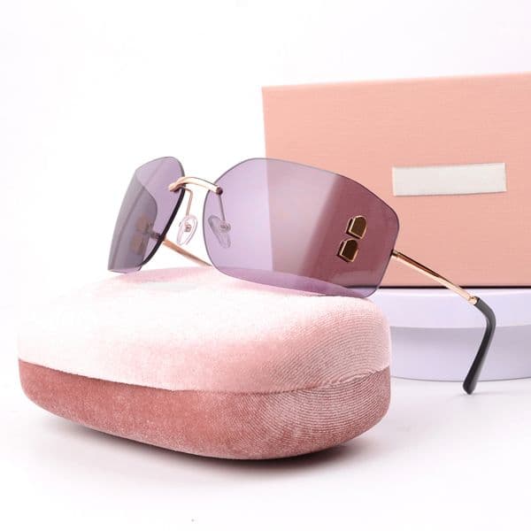 Designer for Women Luxury Rimless Classic Fashion Large Lens Outdoor Travel High Quality Sunglasses